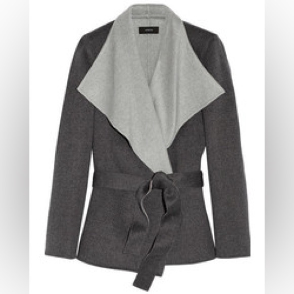 JOSEPH Lisa Wool And Cashmere Blend Felt
Wrap Coat in charcoal grey - Picture 3 of 15